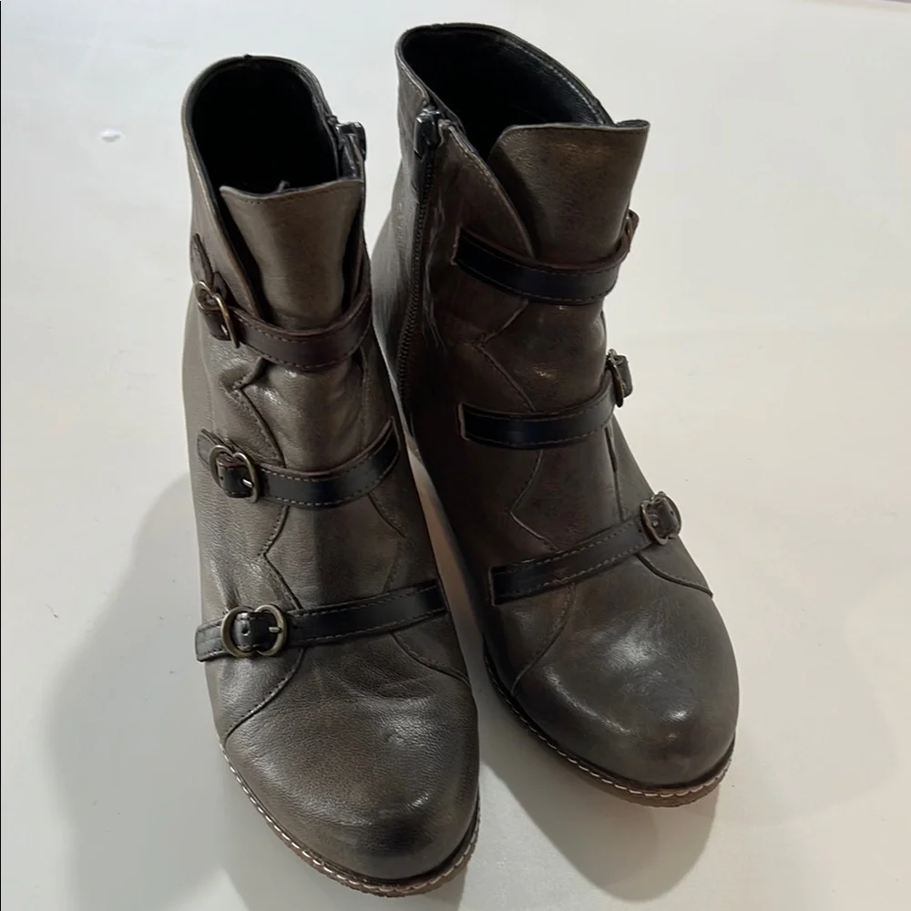 Eric Michael Dark Gray Ankle Boots with Buckle Detail
